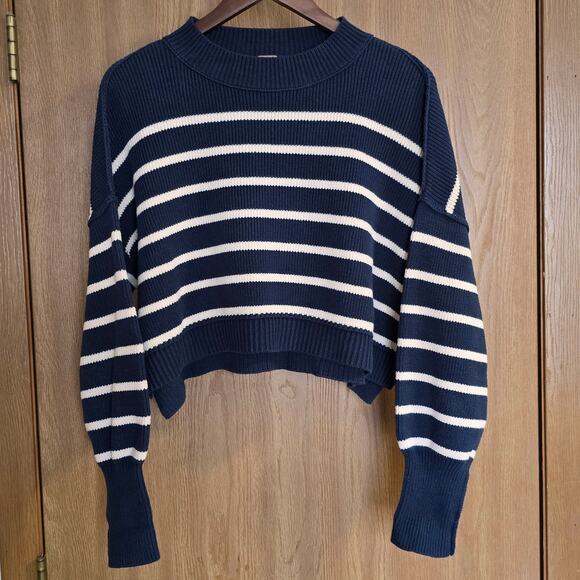 Free People Stripe Easy Street Crop Pullover Sweater - Picture 2 of 10